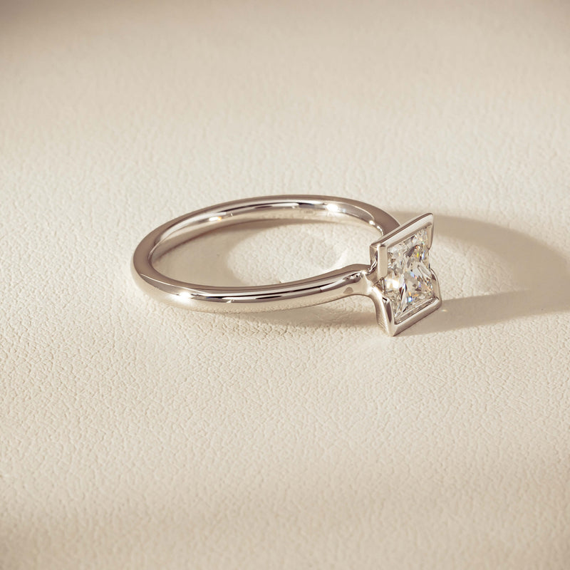 18ct White Gold 1.01ct Reclaimed Princess-Cut Diamond Elle Ring - Ring - Walker & Hall