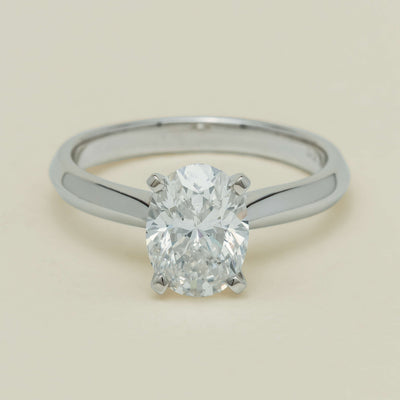 18ct White Gold 1.81ct Reclaimed Oval Diamond Venetian Ring - Ring - Walker & Hall