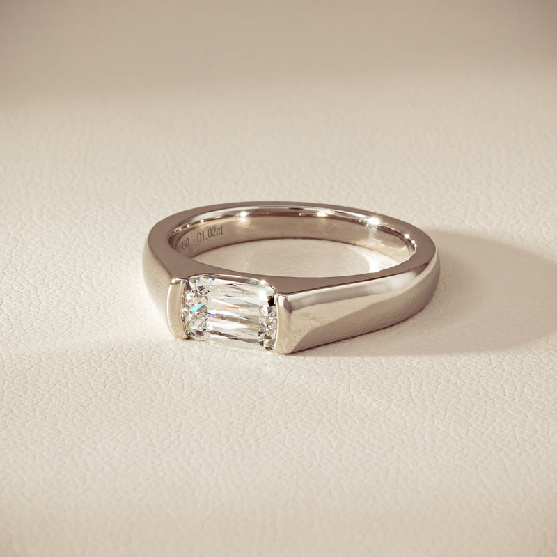 Platinum 1.02ct Reclaimed Fancy Rectangular Diamond Astrid Ring - Ring - Walker & Hall