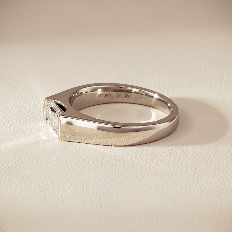 Platinum 1.02ct Reclaimed Fancy Rectangular Diamond Astrid Ring - Ring - Walker & Hall