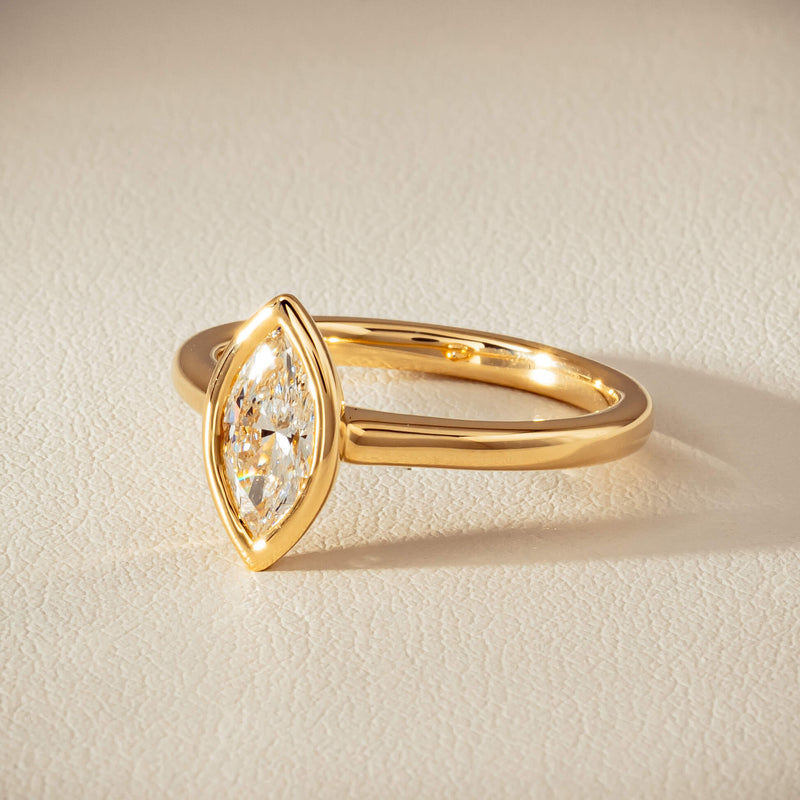 18ct Yellow Gold .75ct Reclaimed Marquise Diamond Natalia Ring - Ring - Walker & Hall