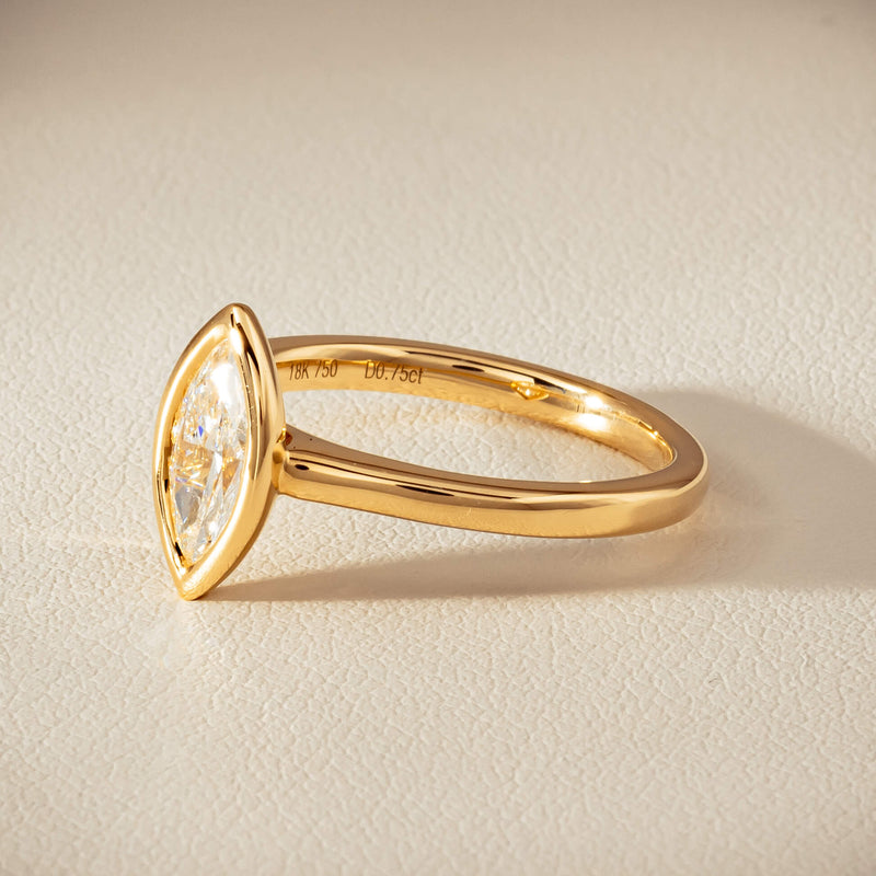 18ct Yellow Gold .75ct Reclaimed Marquise Diamond Natalia Ring - Ring - Walker & Hall