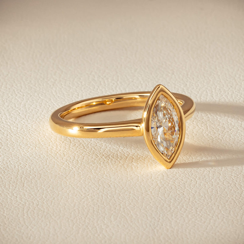 18ct Yellow Gold .75ct Reclaimed Marquise Diamond Natalia Ring - Ring - Walker & Hall