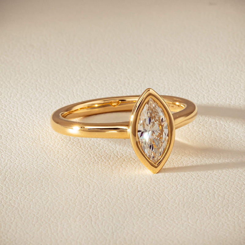 18ct Yellow Gold .75ct Reclaimed Marquise Diamond Natalia Ring - Ring - Walker & Hall
