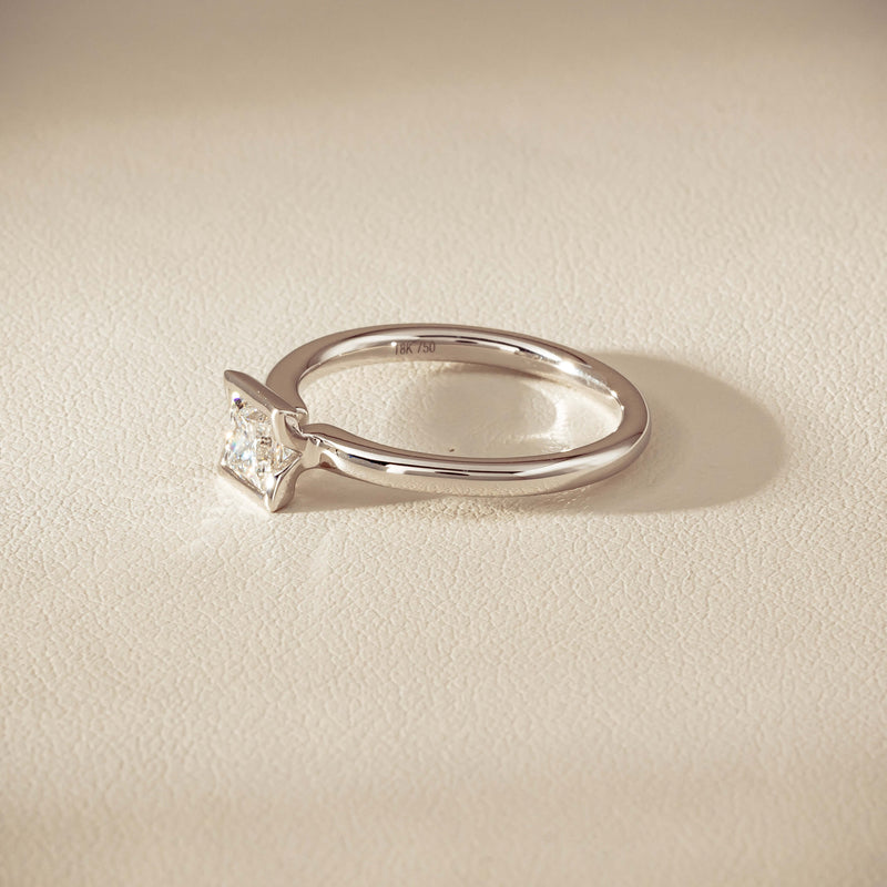 18ct White Gold .52ct Reclaimed Princess-Cut Diamond Elle Ring - Ring - Walker & Hall