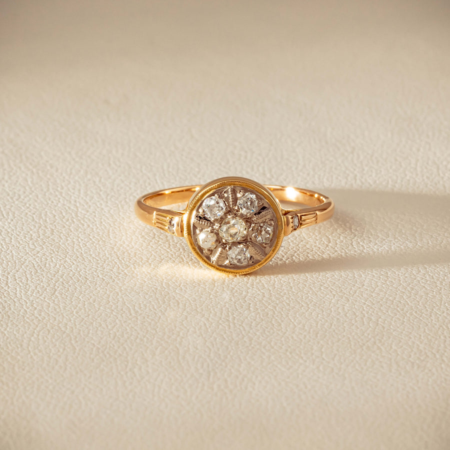 Vintage 14ct Rose & White Gold .25ct Diamond Cluster Ring - Ring - Walker & Hall