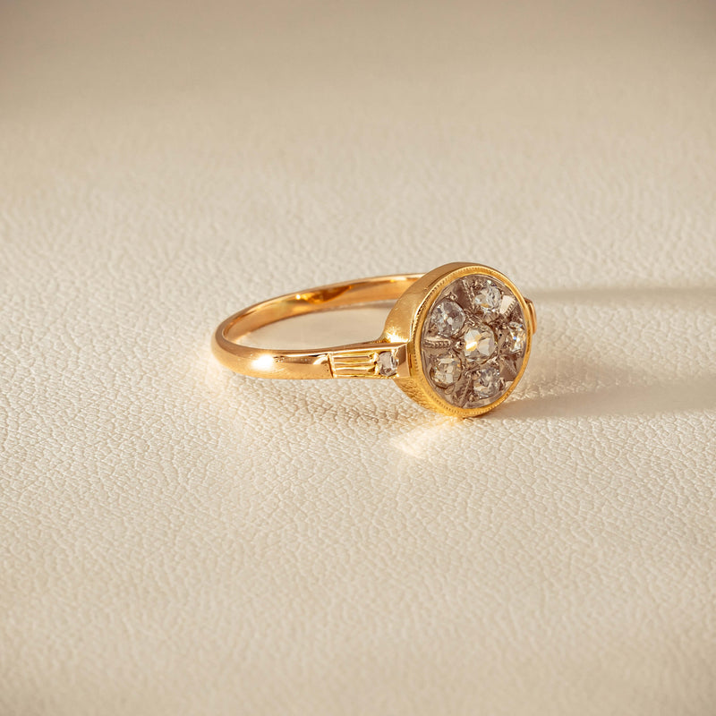 Vintage 14ct Rose & White Gold .25ct Diamond Cluster Ring - Ring - Walker & Hall