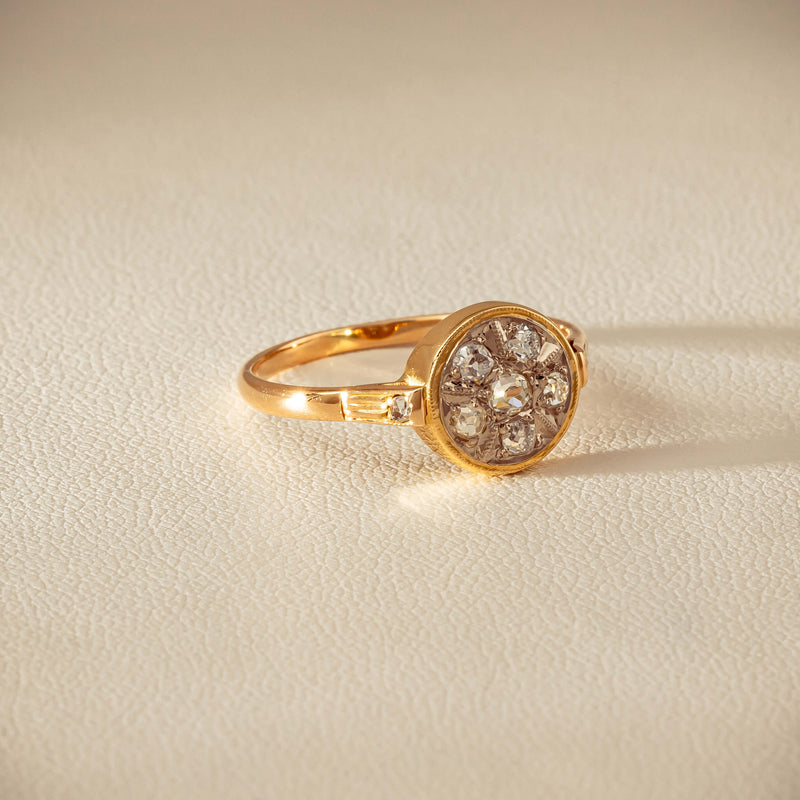 Vintage 14ct Rose & White Gold .25ct Diamond Cluster Ring - Ring - Walker & Hall