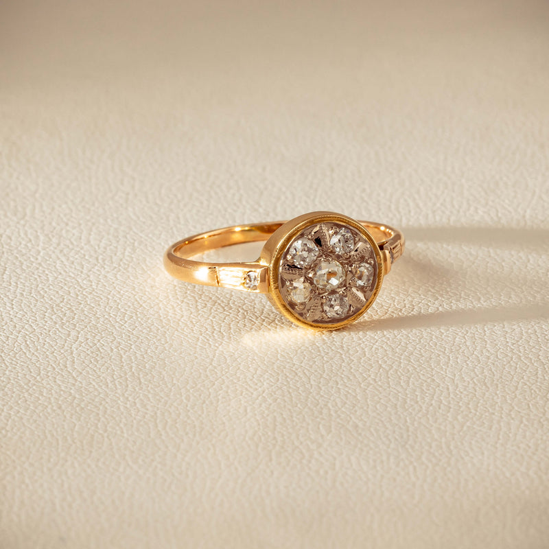 Vintage 14ct Rose & White Gold .25ct Diamond Cluster Ring - Ring - Walker & Hall
