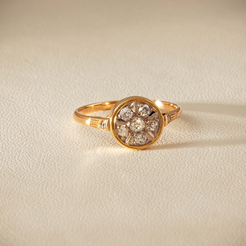 Vintage 14ct Rose & White Gold .25ct Diamond Cluster Ring - Ring - Walker & Hall