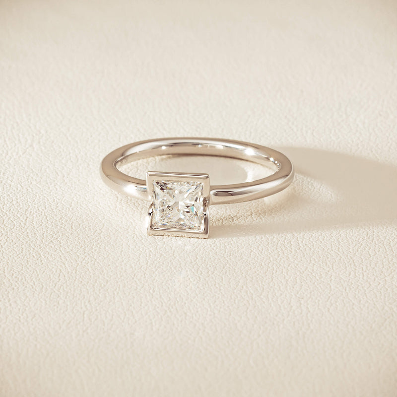18ct White Gold .85ct Princess-Cut Diamond Elle Ring - Ring - Walker & Hall