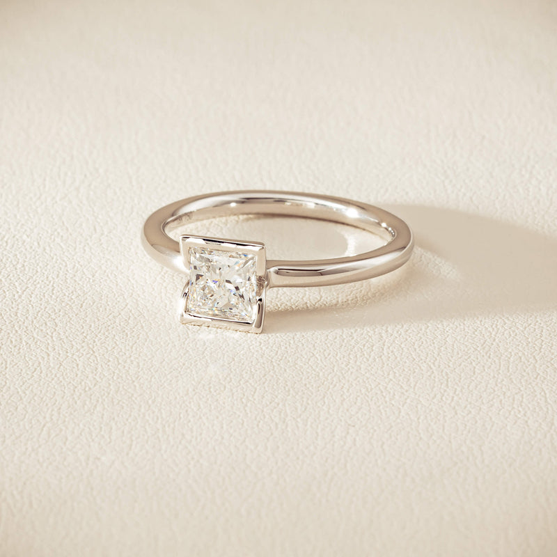 18ct White Gold .85ct Princess-Cut Diamond Elle Ring - Ring - Walker & Hall
