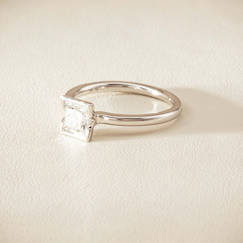 18ct White Gold .85ct Princess-Cut Diamond Elle Ring - Ring - Walker & Hall