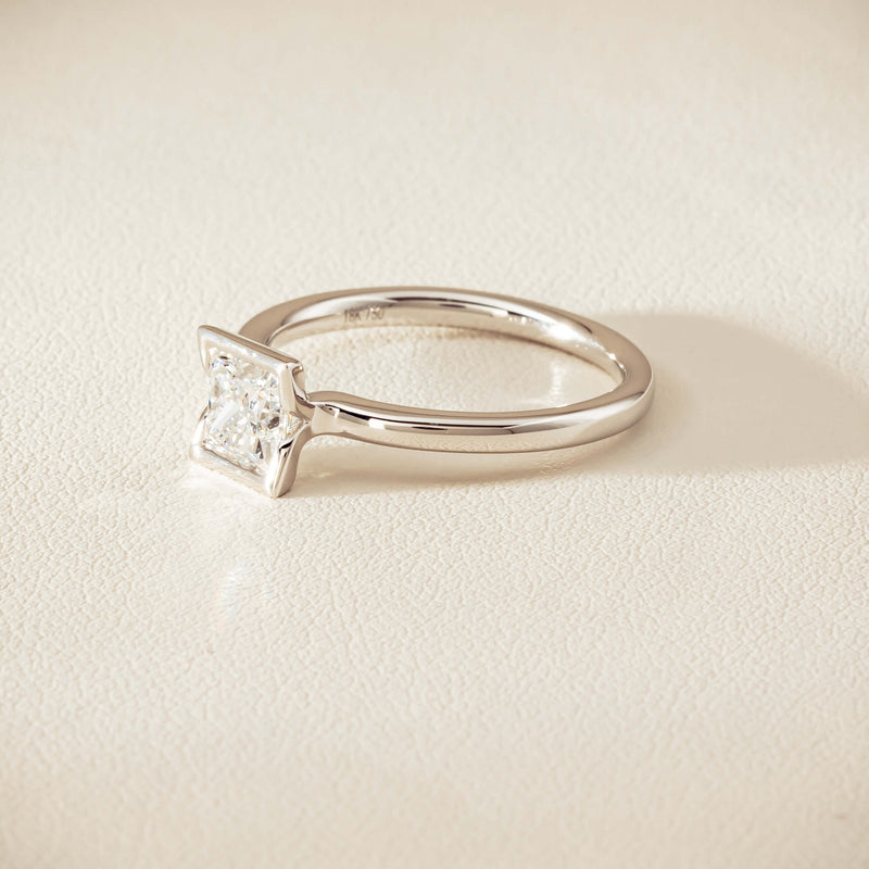 18ct White Gold .85ct Princess-Cut Diamond Elle Ring - Ring - Walker & Hall
