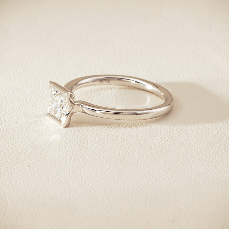 18ct White Gold .85ct Princess-Cut Diamond Elle Ring - Ring - Walker & Hall