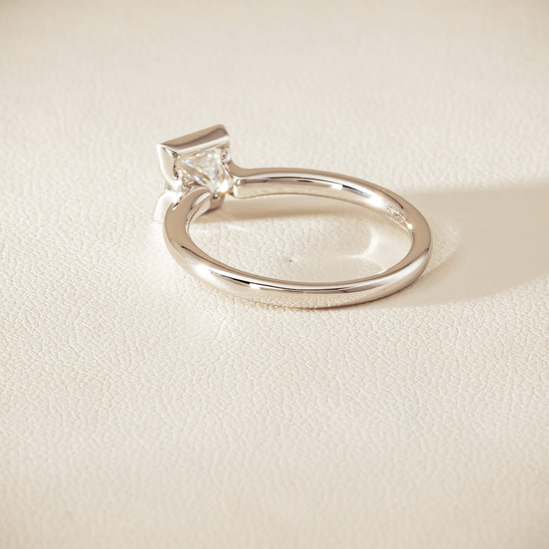 18ct White Gold .85ct Princess-Cut Diamond Elle Ring - Ring - Walker & Hall