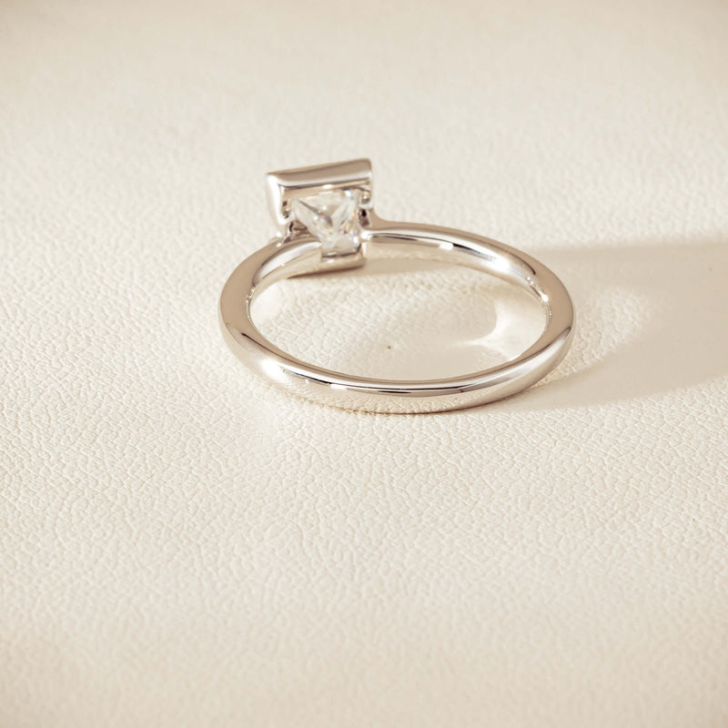 18ct White Gold .85ct Princess-Cut Diamond Elle Ring - Ring - Walker & Hall
