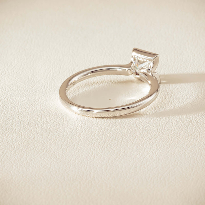 18ct White Gold .85ct Princess-Cut Diamond Elle Ring - Ring - Walker & Hall