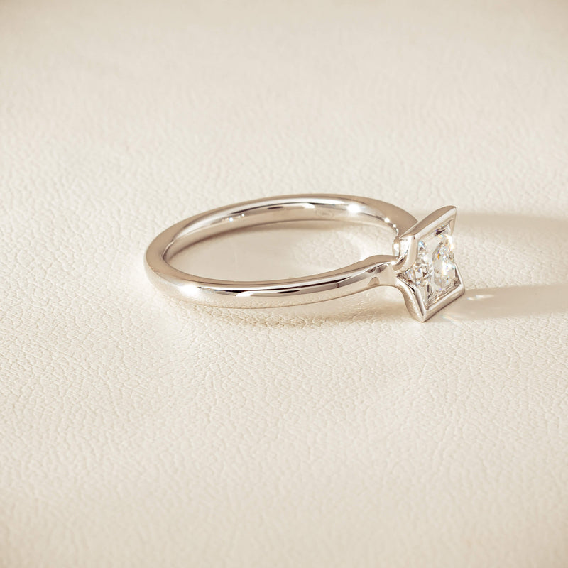 18ct White Gold .85ct Princess-Cut Diamond Elle Ring - Ring - Walker & Hall