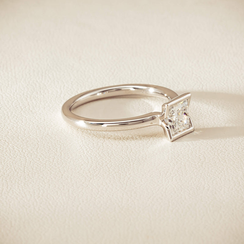 18ct White Gold .85ct Princess-Cut Diamond Elle Ring - Ring - Walker & Hall