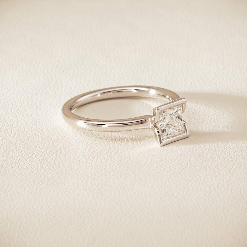 18ct White Gold .85ct Princess-Cut Diamond Elle Ring - Ring - Walker & Hall