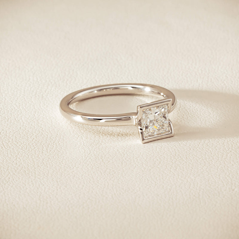 18ct White Gold .85ct Princess-Cut Diamond Elle Ring - Ring - Walker & Hall