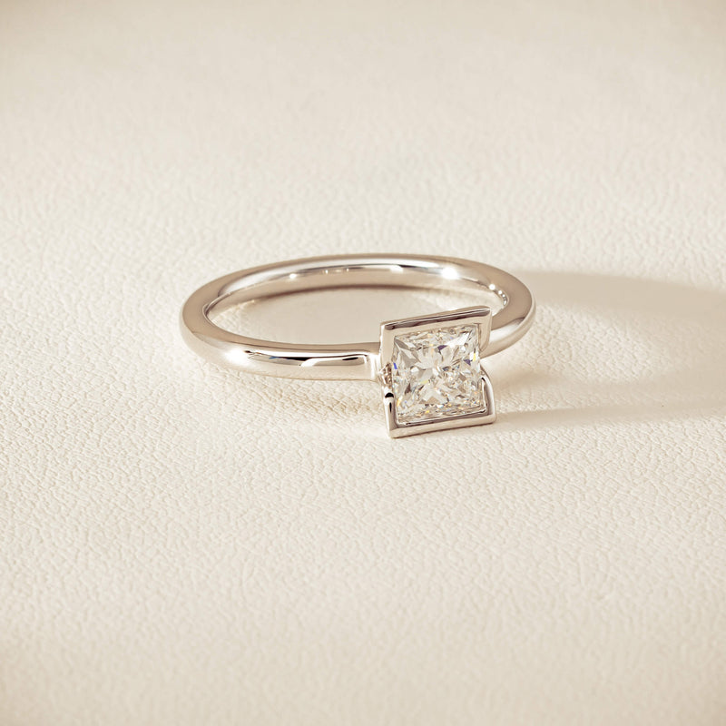 18ct White Gold .85ct Princess-Cut Diamond Elle Ring - Ring - Walker & Hall
