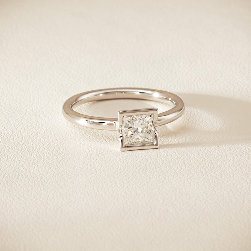 18ct White Gold .85ct Princess-Cut Diamond Elle Ring - Ring - Walker & Hall