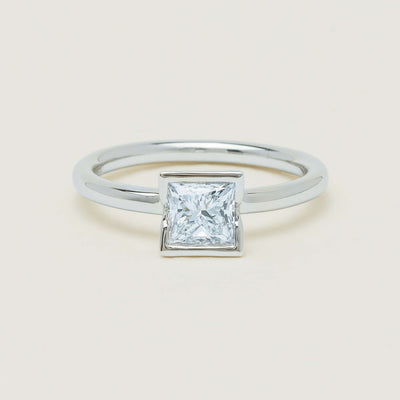 18ct White Gold .85ct Princess-Cut Diamond Elle Ring - Ring - Walker & Hall