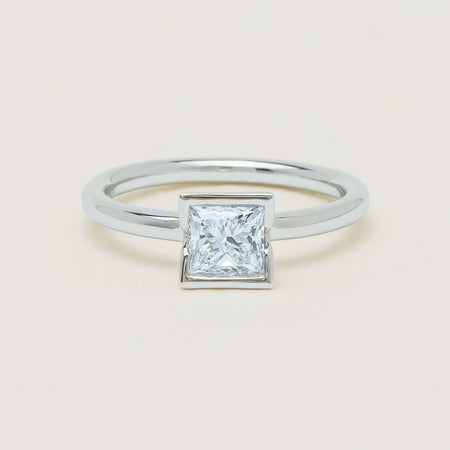 18ct White Gold .85ct Princess-Cut Diamond Elle Ring - Ring - Walker & Hall