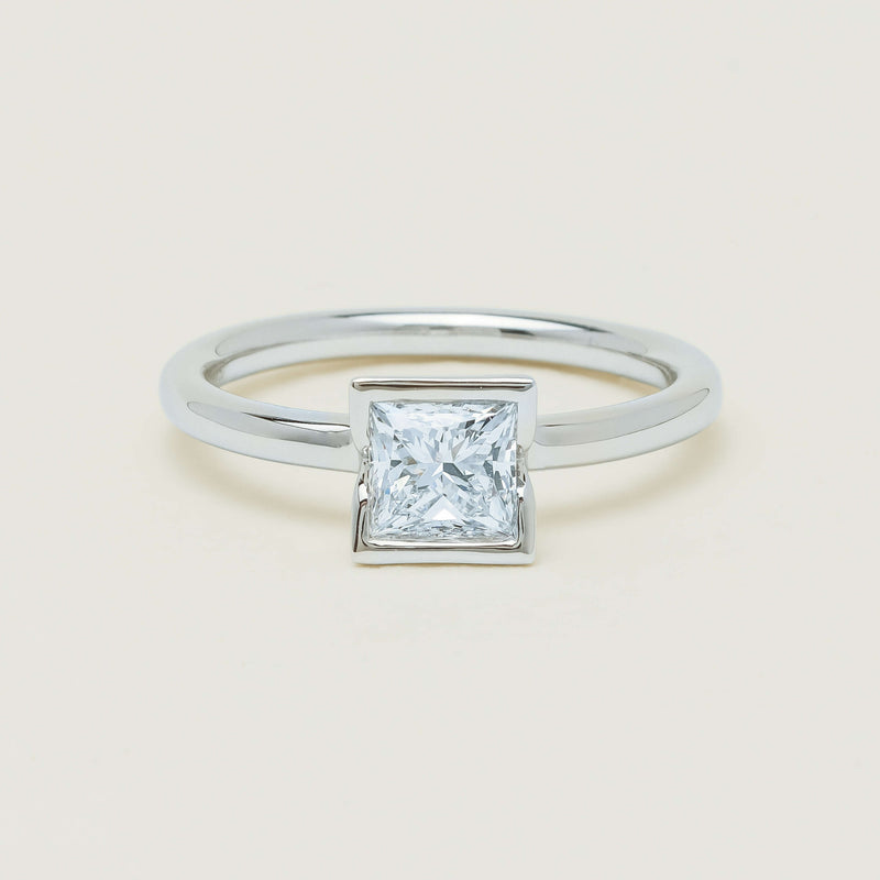 18ct White Gold .85ct Princess-Cut Diamond Elle Ring - Ring - Walker & Hall
