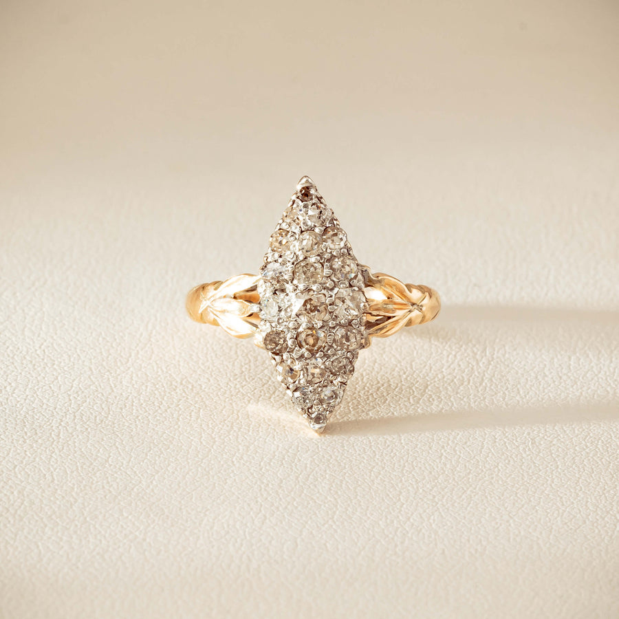 Vintage 9ct Gold & Silver .60ct Diamond Marquise Ring - Ring - Walker & Hall