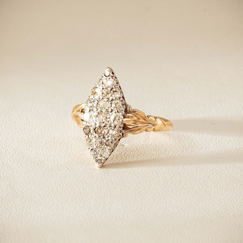 Vintage 9ct Gold & Silver .60ct Diamond Marquise Ring - Ring - Walker & Hall