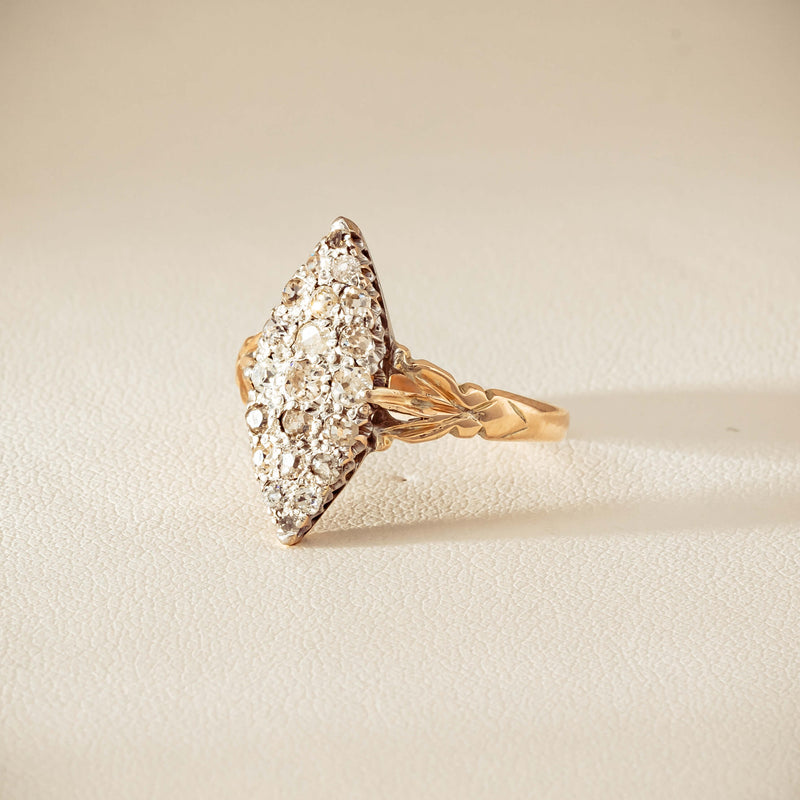 Vintage 9ct Gold & Silver .60ct Diamond Marquise Ring - Ring - Walker & Hall