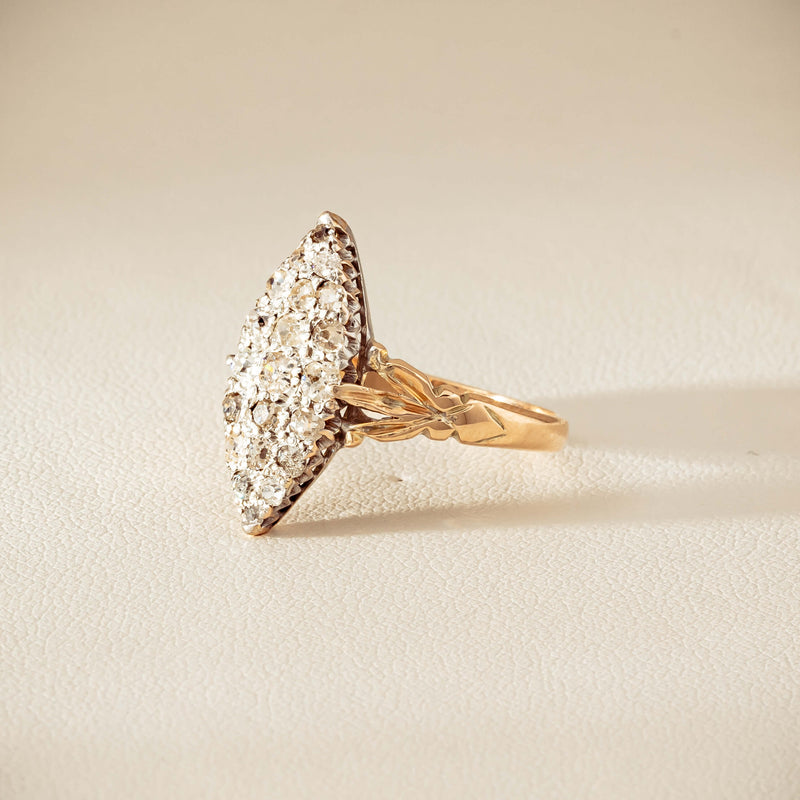 Vintage 9ct Gold & Silver .60ct Diamond Marquise Ring - Ring - Walker & Hall