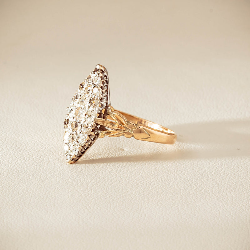 Vintage 9ct Gold & Silver .60ct Diamond Marquise Ring - Ring - Walker & Hall