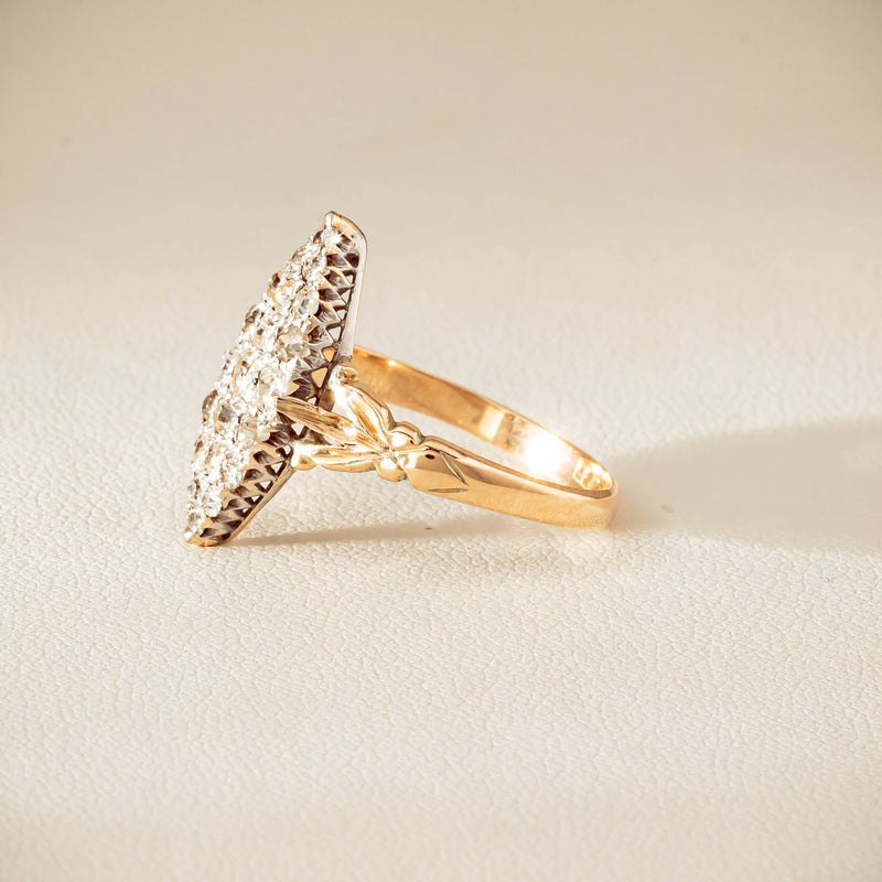 Vintage 9ct Gold & Silver .60ct Diamond Marquise Ring - Ring - Walker & Hall
