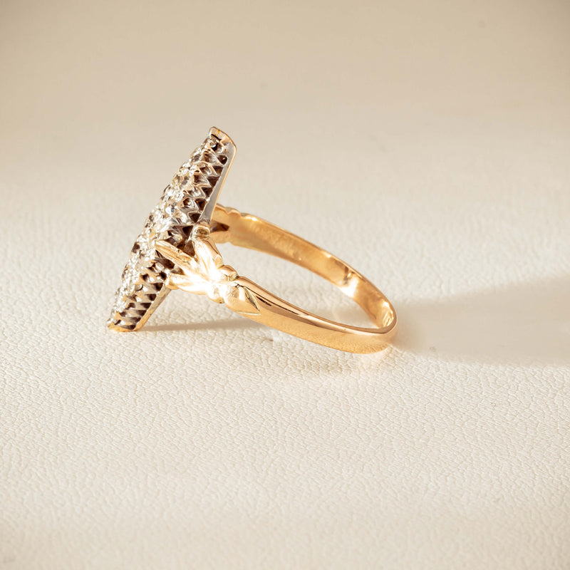 Vintage 9ct Gold & Silver .60ct Diamond Marquise Ring - Ring - Walker & Hall