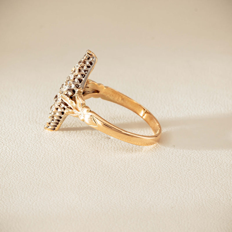 Vintage 9ct Gold & Silver .60ct Diamond Marquise Ring - Ring - Walker & Hall