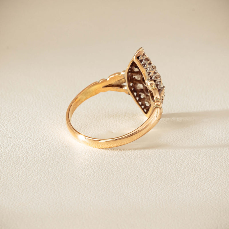Vintage 9ct Gold & Silver .60ct Diamond Marquise Ring - Ring - Walker & Hall