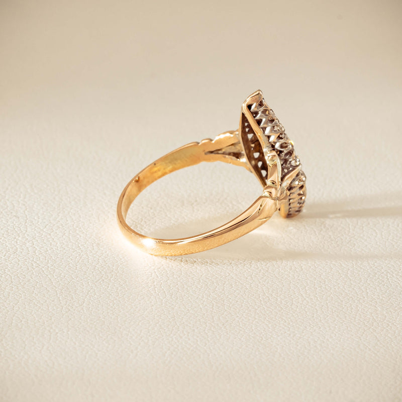 Vintage 9ct Gold & Silver .60ct Diamond Marquise Ring - Ring - Walker & Hall