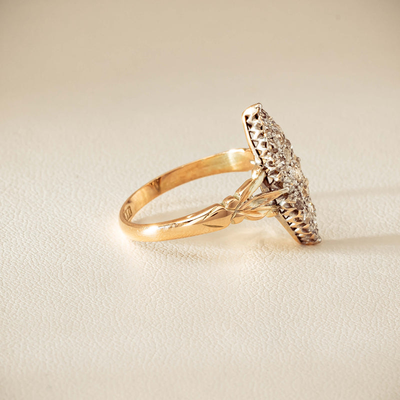 Vintage 9ct Gold & Silver .60ct Diamond Marquise Ring - Ring - Walker & Hall