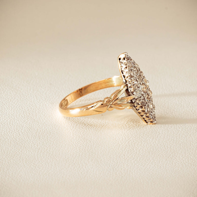 Vintage 9ct Gold & Silver .60ct Diamond Marquise Ring - Ring - Walker & Hall