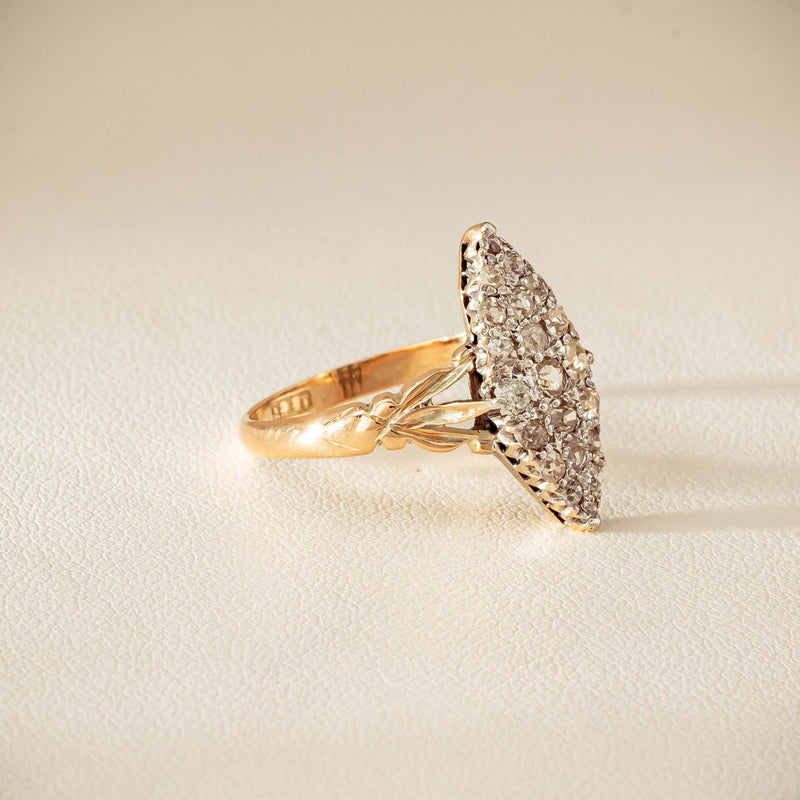 Vintage 9ct Gold & Silver .60ct Diamond Marquise Ring - Ring - Walker & Hall