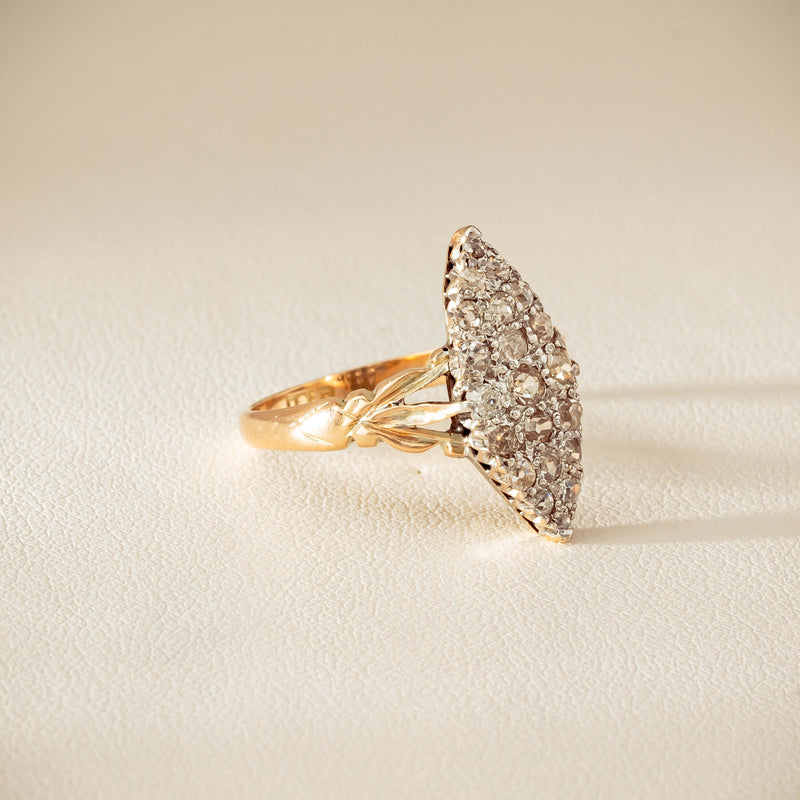 Vintage 9ct Gold & Silver .60ct Diamond Marquise Ring - Ring - Walker & Hall
