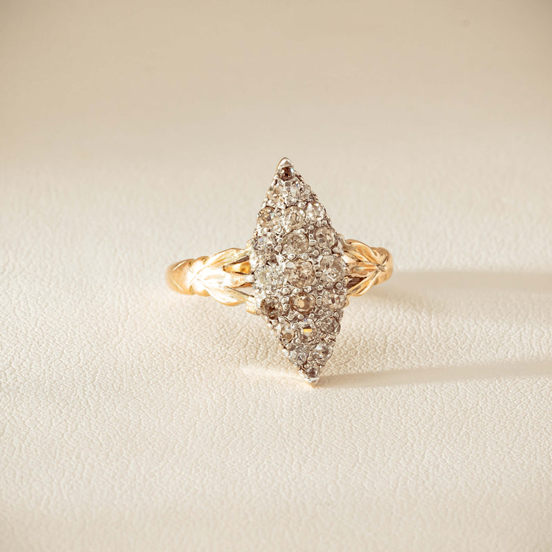 Vintage 9ct Gold & Silver .60ct Diamond Marquise Ring - Ring - Walker & Hall