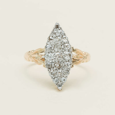 Vintage 9ct Gold & Silver .60ct Diamond Marquise Ring - Ring - Walker & Hall
