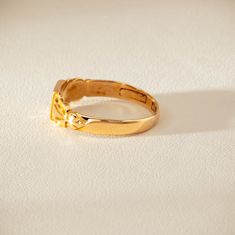Vintage 18ct Yellow Gold Old-Cut Diamond Signet Ring - Ring - Walker & Hall