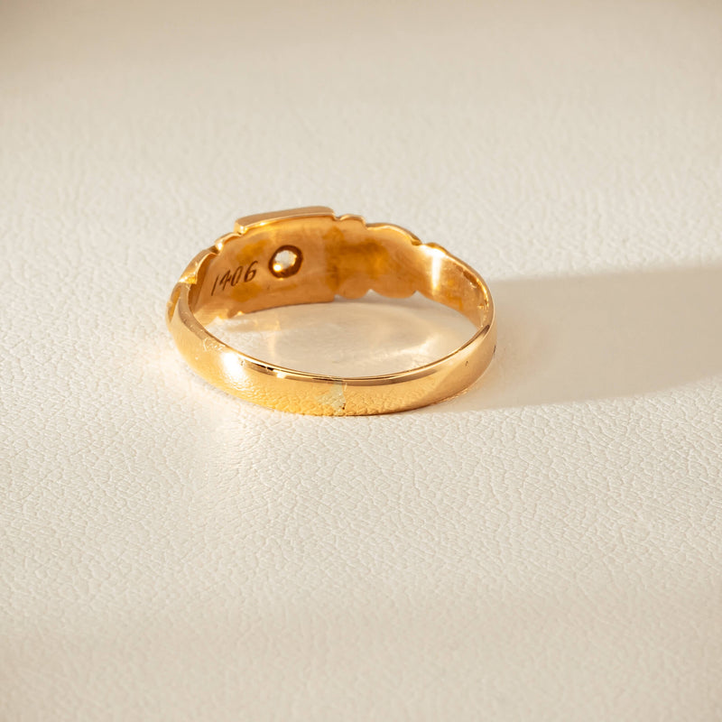 Vintage 18ct Yellow Gold Old-Cut Diamond Signet Ring - Ring - Walker & Hall