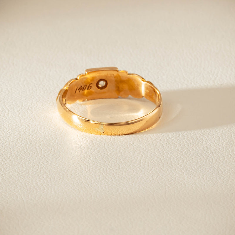 Vintage 18ct Yellow Gold Old-Cut Diamond Signet Ring - Ring - Walker & Hall